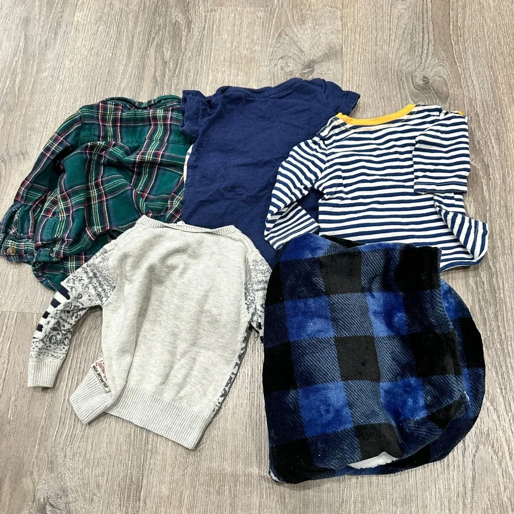 Baby Boy 6M Bundle Lot IKKS Sweater DPAM North 6 months Kids Shirt Plaid Swaddle